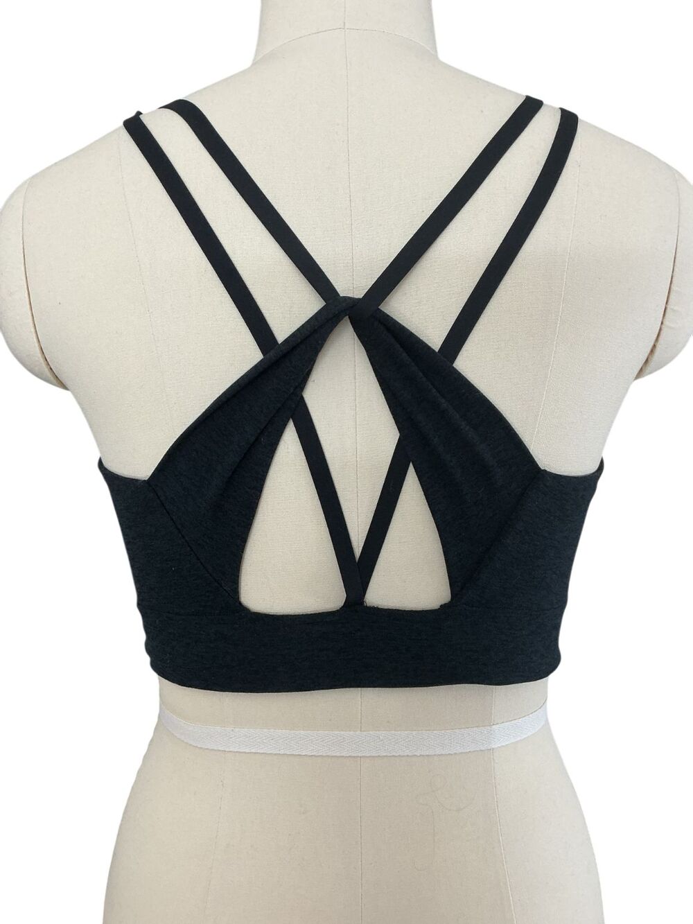 Beyond Yoga Spacedye Strappy Bra Size L Full Coverage Black Athleisure USA Made